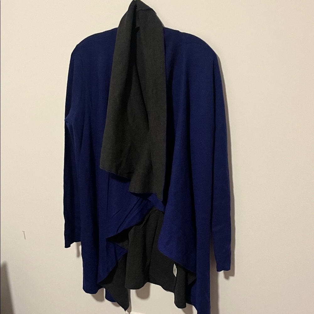 Stylish Purple and Grey Eileen Fisher Organic Cotton Cardigan